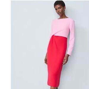 Pink and Red Colorblock Dress